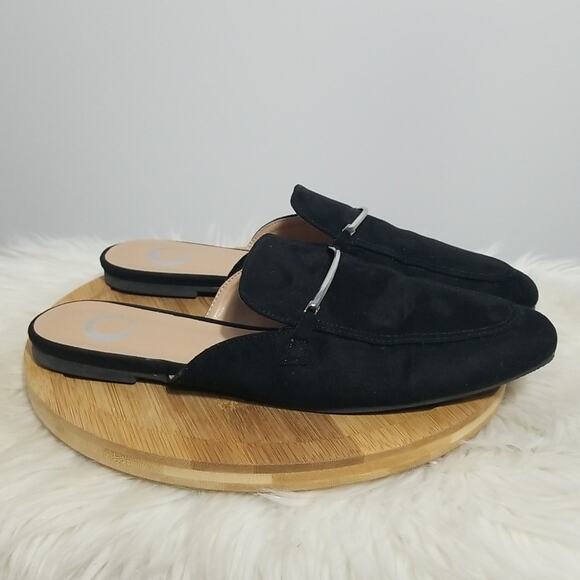 NWT Journee Collection Ameena Black Vegan Leather Mule Flats - Picture 5 of 8
